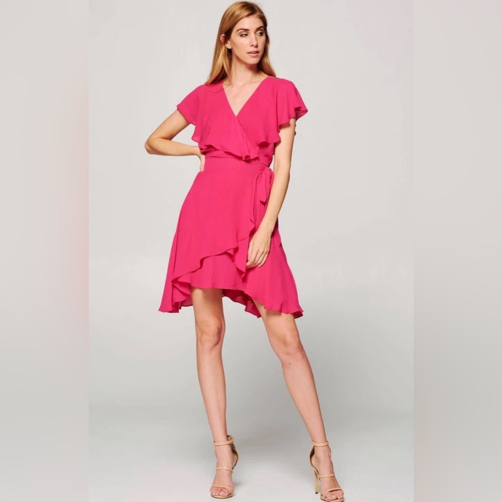 Leslie Fay Vibrant Pink Midi Dress